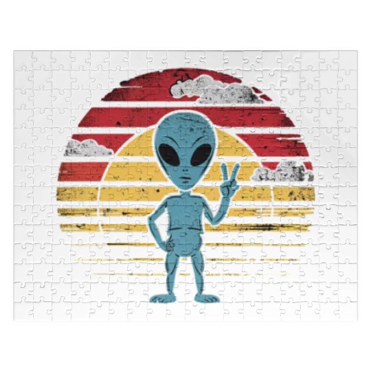 Peaceful Alien Sunset Retro Vibe Jigsaw Puzzles