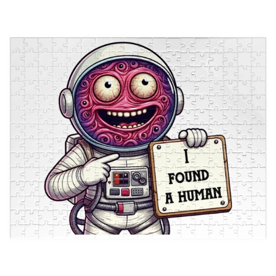 I found Human , Alien sticker Jigsaw Puzzles