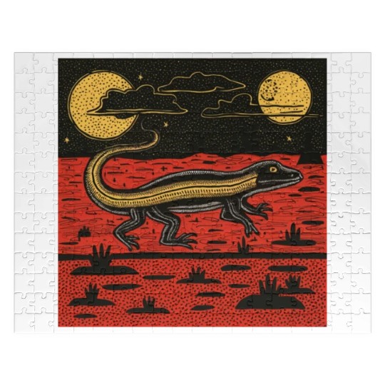 Giant Lizard Running Across The Australian Outback Jigsaw Puzzles