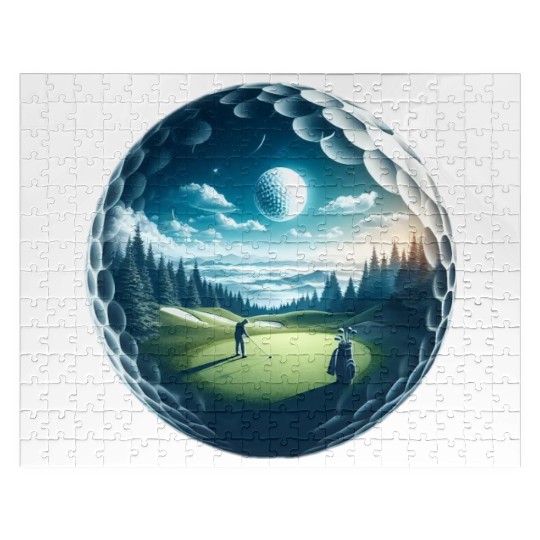 Twilight A Golf Dream Scape Surreal Golfing Course Jigsaw Puzzles