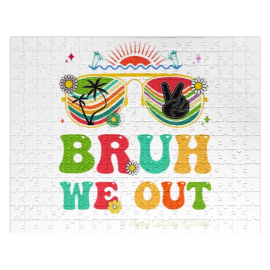 Bruh We Out Last Day Of School Teacher Boy Jigsaw Puzzles