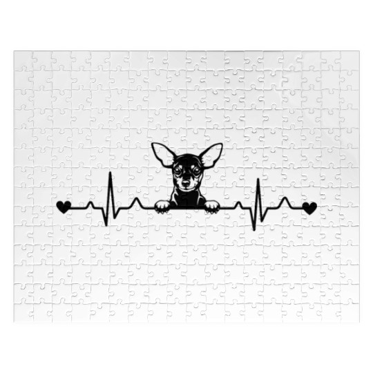Cute Miniature Pinscher Dog Heartbeat Pulse ECG Jigsaw Puzzles