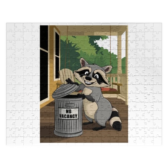 Racoon Trash Panda Metal Trash Can No Vacancy Jigsaw Puzzles