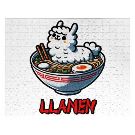Llamen Noodles Chinese Food Alpaca Llama Lover Jigsaw Puzzles