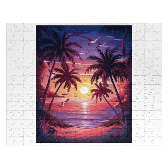 summer beach "Tropical Twilight Serenity" Jigsaw Puzzles