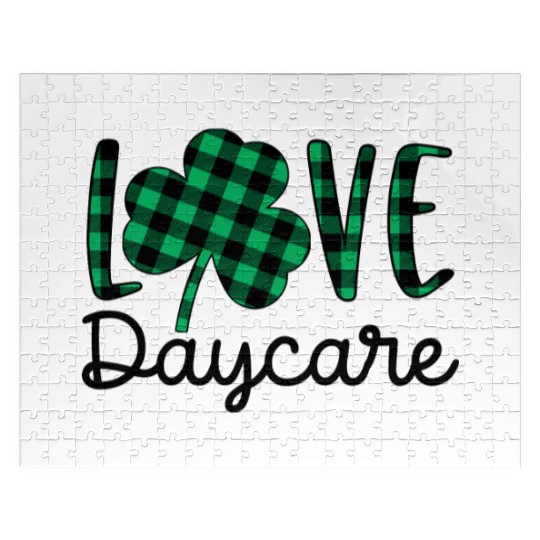St Patricks Day Daycare Teacher Plaid Shamrock Jigsaw Puzzles