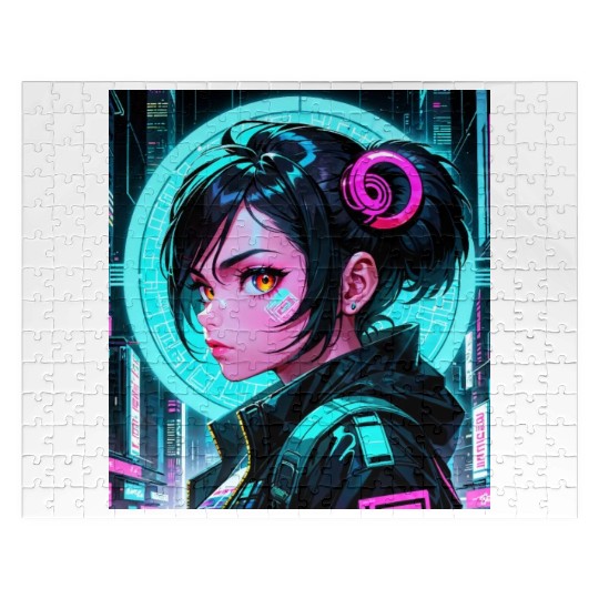 Beautiful Cyberpunk Girl Aesthetic Anime Jigsaw Puzzles