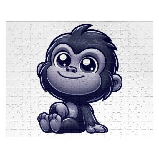 Cute monkey chimpanzee gorilla peaceful happy Jigsaw Puzzles