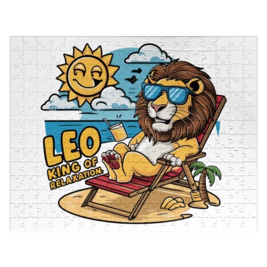 Leo King of Relaxation Funny Sun Lounger Jigsaw Puzzles