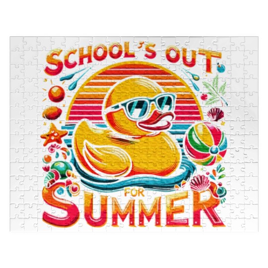 Schools Out For Summer Teacher Yellow Duck Jigsaw Puzzles