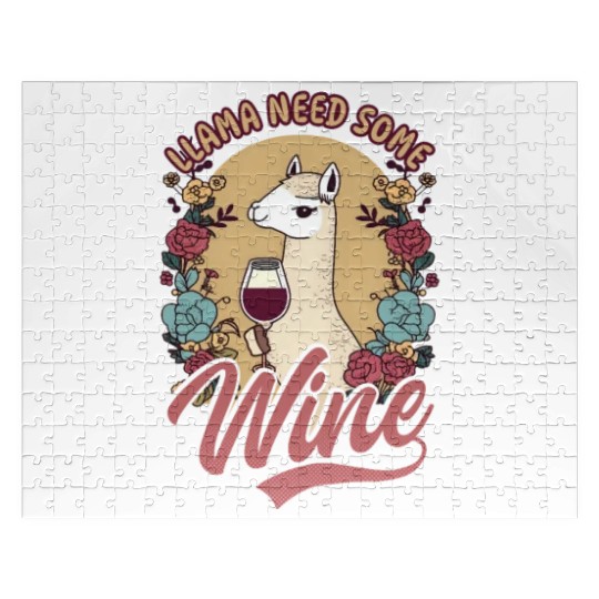 Alpaca Llama Llama Need Some Wine Jigsaw Puzzles