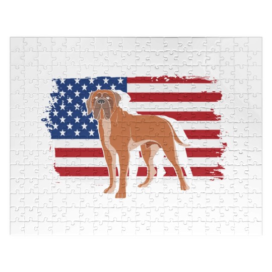 English Mastiff US Flag Bullmastiff Patriotic Dog Jigsaw Puzzles