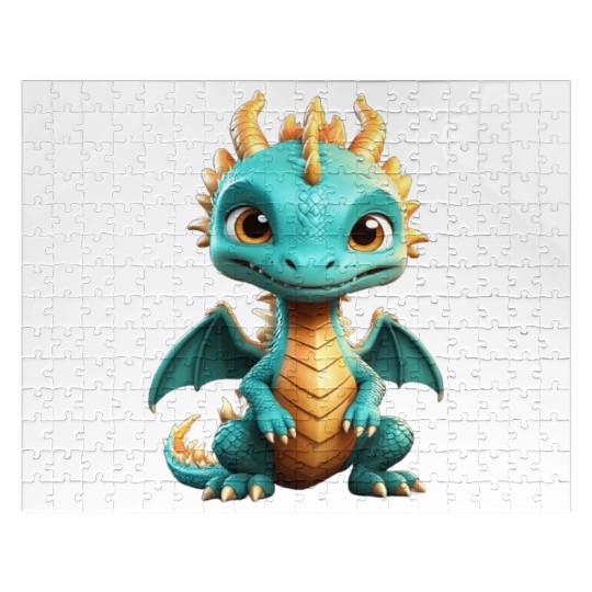Chibi green dragon Jigsaw Puzzles