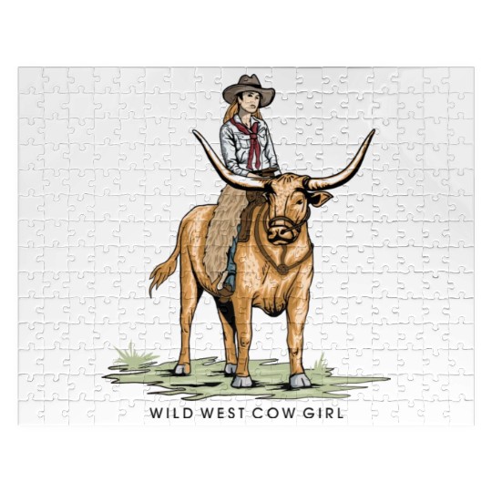 WILD WEST COW GIRL Jigsaw Puzzles