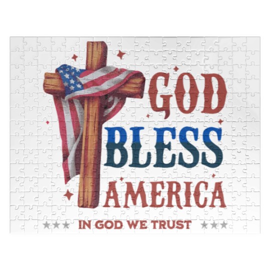 God Bless America Proud Retro US Flag 4th Of July Jigsaw Puzzles