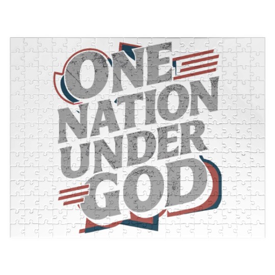 One Nation Under God Christian Pride Retro US Flag Jigsaw Puzzles