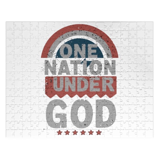 One Nation Under God Christian Pride Retro US Flag Jigsaw Puzzles