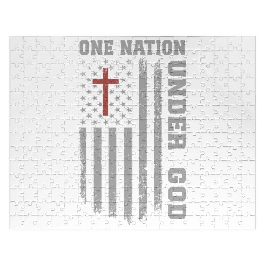 One Nation Under God US Flag Christian 4th of July Jigsaw Puzzles