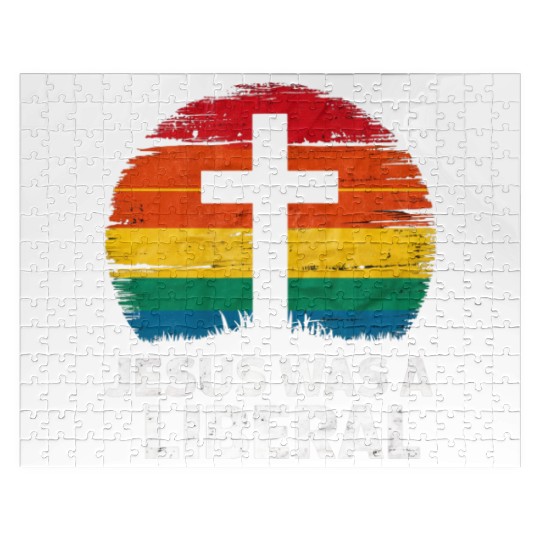 Jesus Was A Liberal Retro Sunset Progressive Jigsaw Puzzles