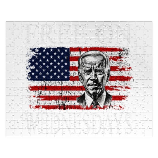 Free On Wednesdays US Flag Patriotic Joe Biden Jigsaw Puzzles
