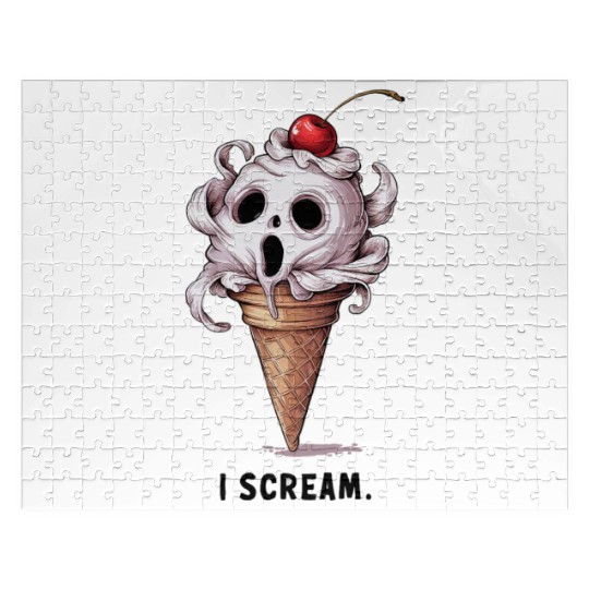 I Scream Ice Cream Skull Art Jigsaw Puzzles