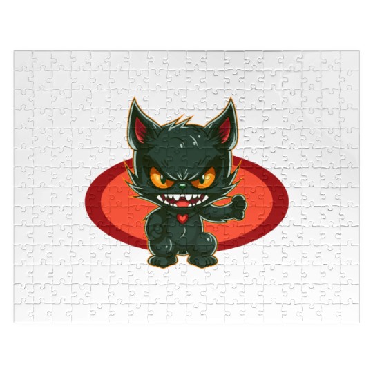 Cute But Wild: Zombie Voodoo Cat For Halloween Jigsaw Puzzles