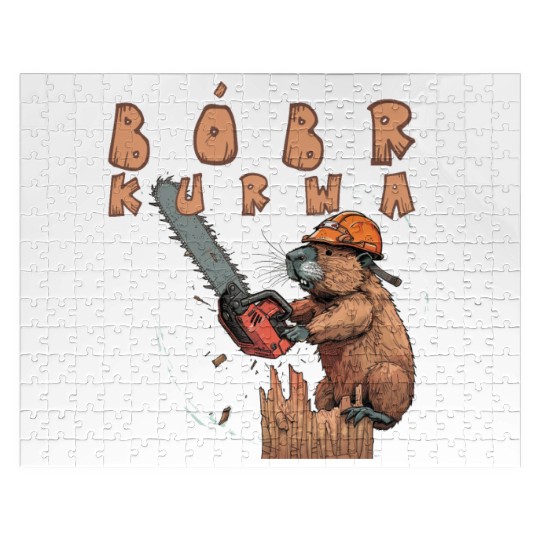 Beaver Lumberjack Chainsaw Jigsaw Puzzles