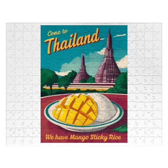 Funny Vintage Travel Thailand Humor Retro Graphic Jigsaw Puzzles