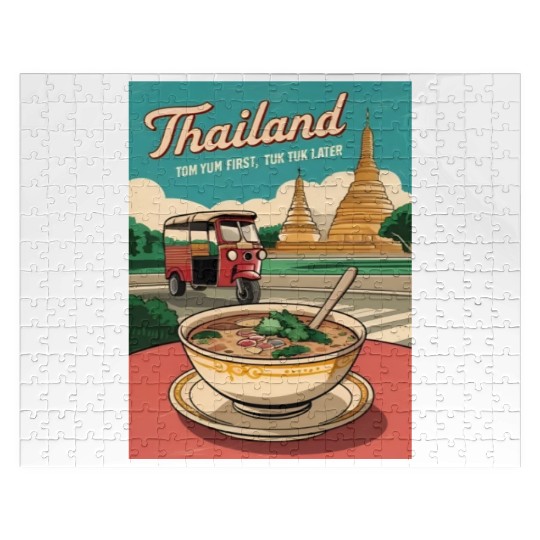 Funny Vintage Travel Thailand Humor Retro Graphic Jigsaw Puzzles