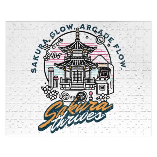 Neon Blossom Pagoda Jigsaw Puzzles