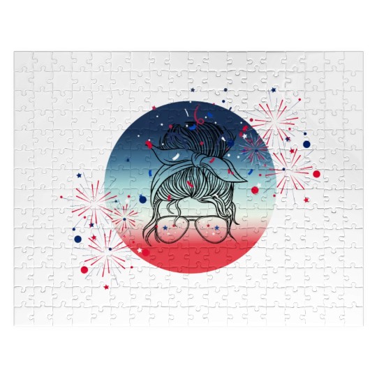 4th Of July Fireworks Messy Bun Jigsaw Puzzles