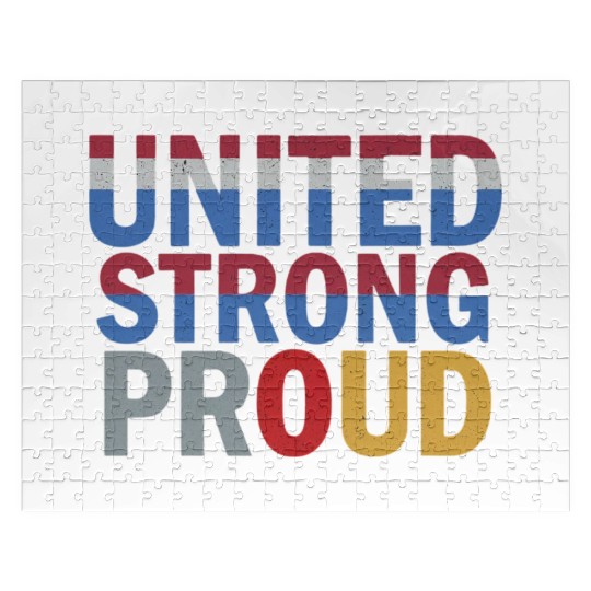 Patriotic United Color Block Design Jigsaw Puzzles