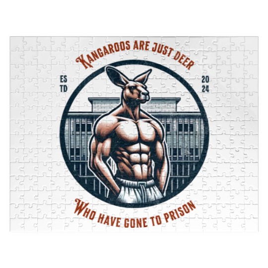 Kangaroo in prison funny Jigsaw Puzzles australia design
