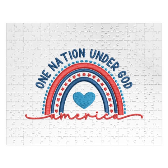 One Nation Under God Rainbow Embroidery Effect Jigsaw Puzzles