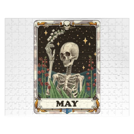 May Gothic Tarot Card - Lily of the Valley & Skele Jigsaw Puzzles