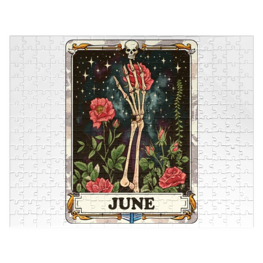 June Gothic Tarot Card - Rose Flower & Skeleton's Jigsaw Puzzles