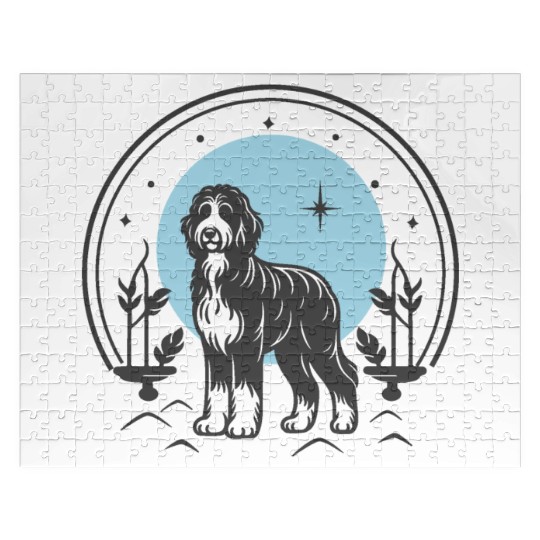 Bernedoodle Tarot Card Dog | Celestial and Starsee Jigsaw Puzzles