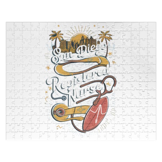 San Diego Registered Nurse Skyline Graphic Art Jigsaw Puzzles