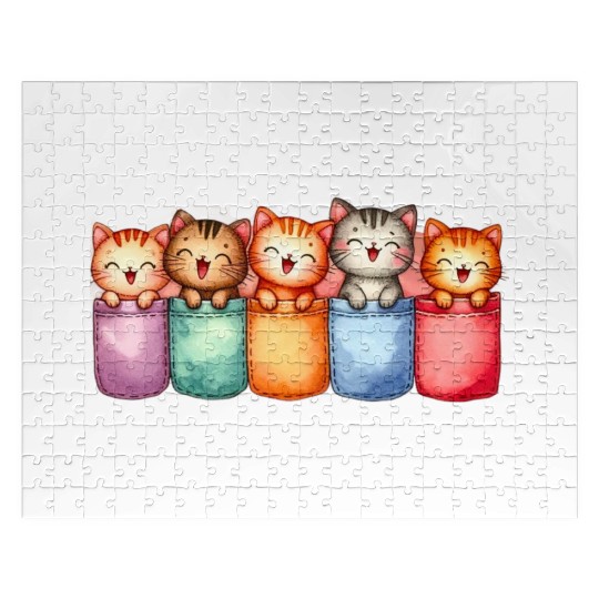 Kittens in colorful pockets Jigsaw Puzzles