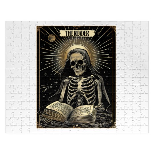 The Reader Skeleton Book Lover Tarot Card Reading Jigsaw Puzzles
