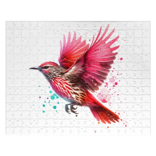 Red Wattle Bird in Flight Jigsaw Puzzles