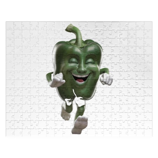 Green Bell Pepper Running Realistic Jigsaw Puzzles