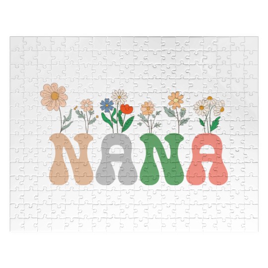 Nana Wildflower Floral Design Cherry Blossom Nana Jigsaw Puzzles