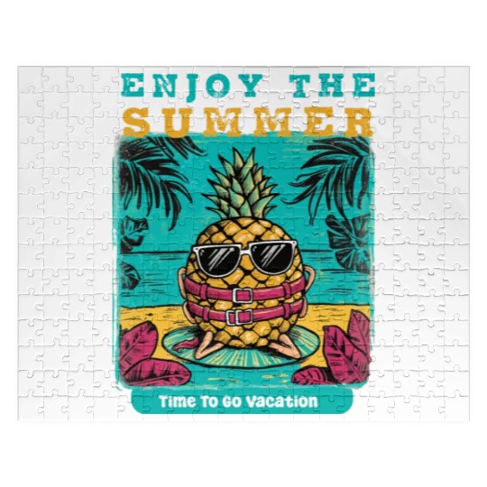 Enjoy Summer Time To Go Vacation Funny Pineapple Jigsaw Puzzles