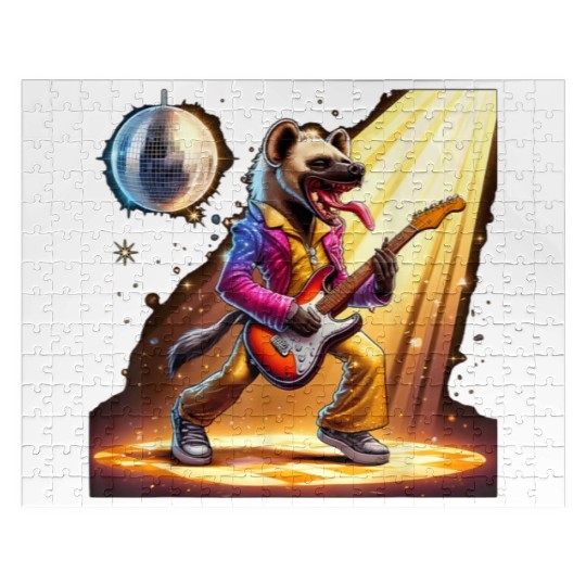 Disco Ball Guitar Hyena Jigsaw Puzzles