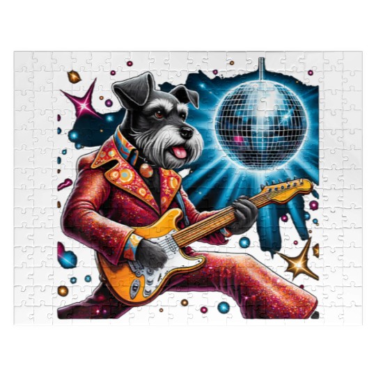 Disco Miniature Schnauzer dog Jigsaw Puzzles