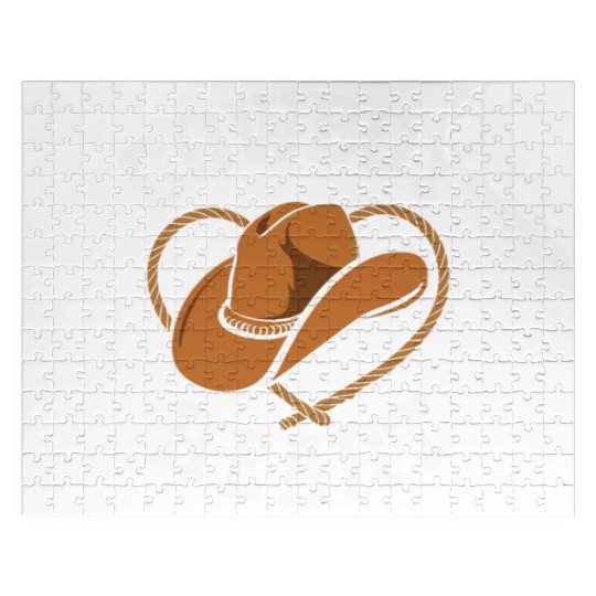 Cowboy Lifestyle Western Theme with Horses and Jigsaw Puzzles