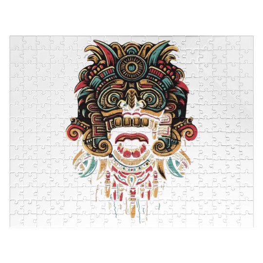 Aztec God Ancient Mythology Tonatiuh Warrior Mask Jigsaw Puzzles