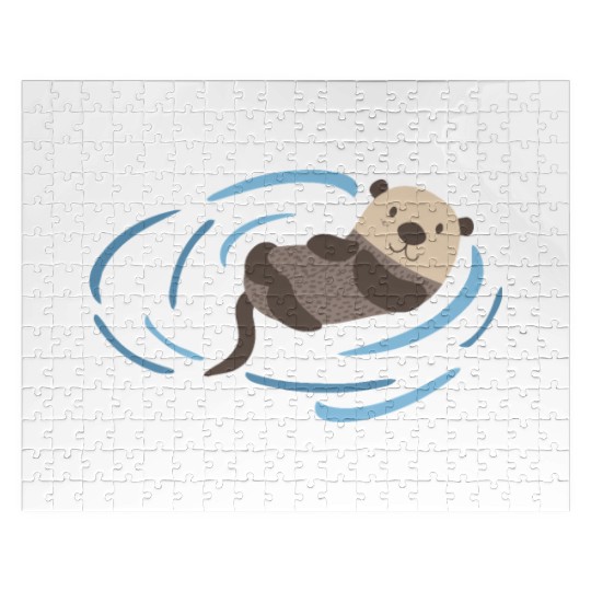 Sea Otter In Water Cute Lutra Animal Lover Funny Jigsaw Puzzles