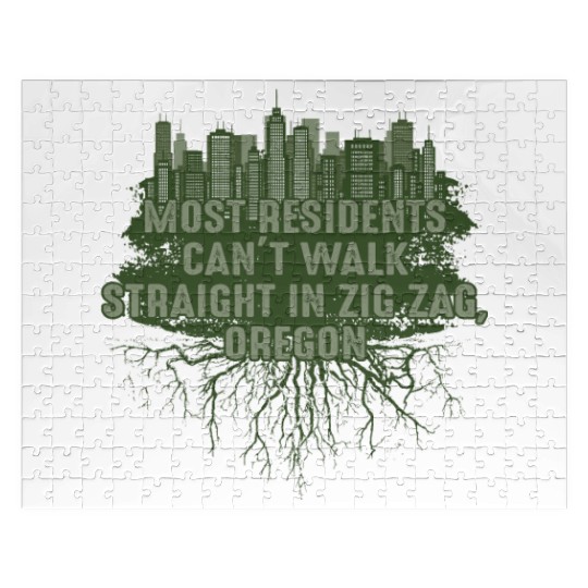 Walk Straight in Zigzag Oregon Pun Wisconsin Joke Jigsaw Puzzles